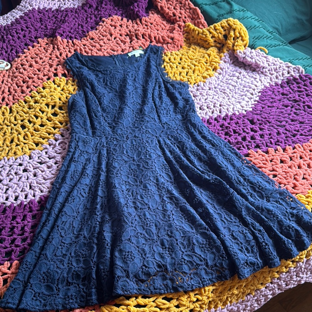 Elegant Navy Lace Dress